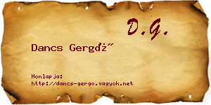 Dancs Gergő névjegykártya